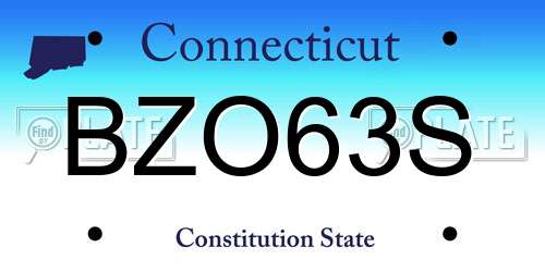 BZO63S Connecticut License Plate