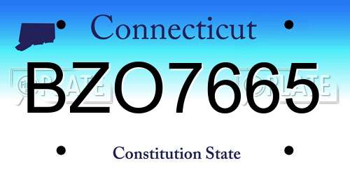 BZO7665 Connecticut License Plate