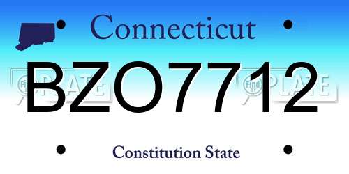 BZO7712 Connecticut License Plate