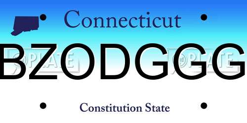 BZODGGG Connecticut License Plate