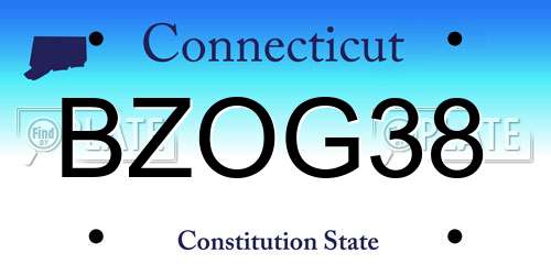 BZOG38 Connecticut License Plate