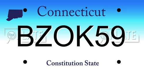 BZOK59 Connecticut License Plate
