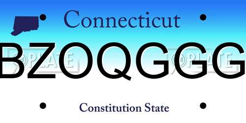 BZOQGGG Connecticut License Plate