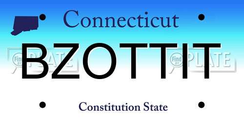 BZOTTIT Connecticut License Plate