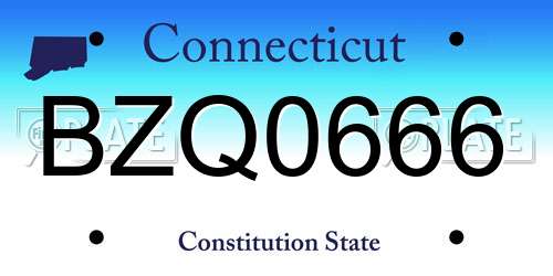 BZQ0666 Connecticut License Plate