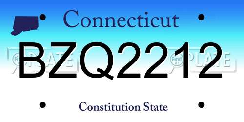 BZQ2212 Connecticut License Plate