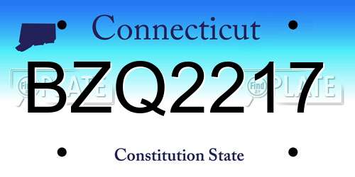 BZQ2217 Connecticut License Plate