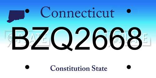 BZQ2668 Connecticut License Plate