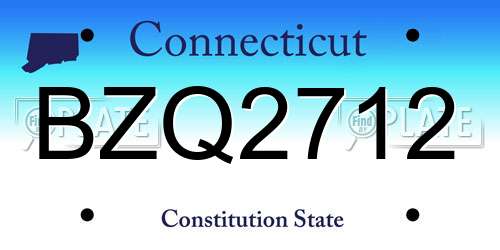 BZQ2712 Connecticut License Plate