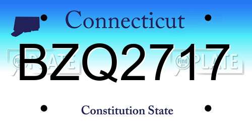 BZQ2717 Connecticut License Plate