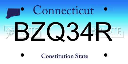 BZQ34R Connecticut License Plate