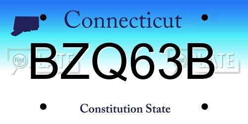 BZQ63B Connecticut License Plate