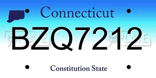 BZQ7212 Connecticut License Plate