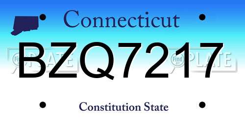 BZQ7217 Connecticut License Plate