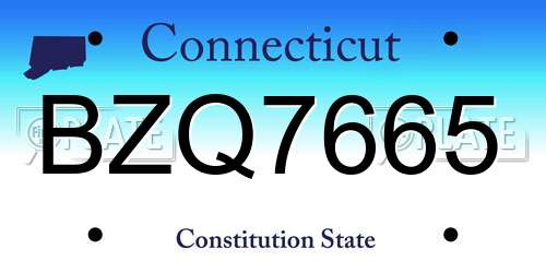 BZQ7665 Connecticut License Plate