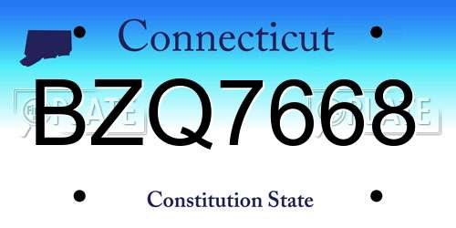 BZQ7668 Connecticut License Plate