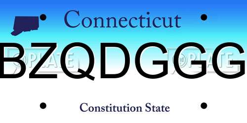BZQDGGG Connecticut License Plate