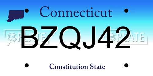 BZQJ42 Connecticut License Plate