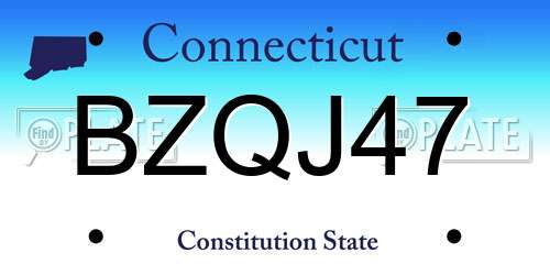 BZQJ47 Connecticut License Plate