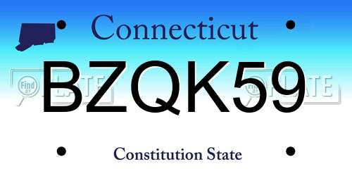 BZQK59 Connecticut License Plate