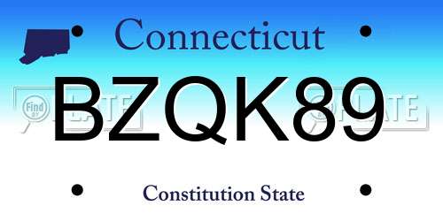 BZQK89 Connecticut License Plate