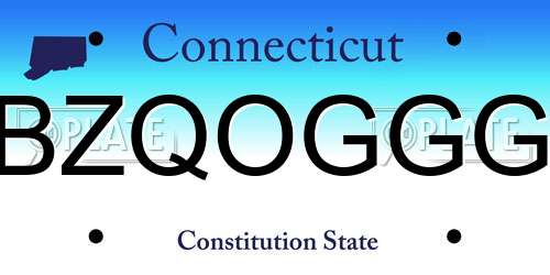 BZQOGGG Connecticut License Plate