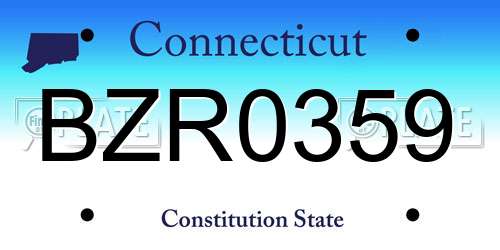 BZR0359 Connecticut License Plate