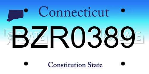BZR0389 Connecticut License Plate