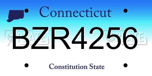 BZR4256 Connecticut License Plate