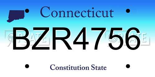 BZR4756 Connecticut License Plate