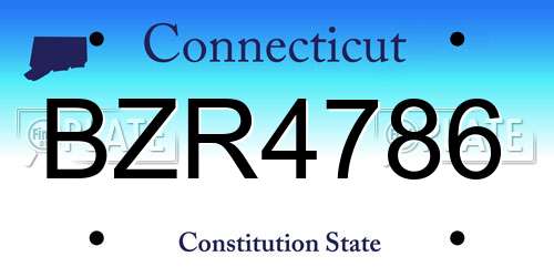 BZR4786 Connecticut License Plate