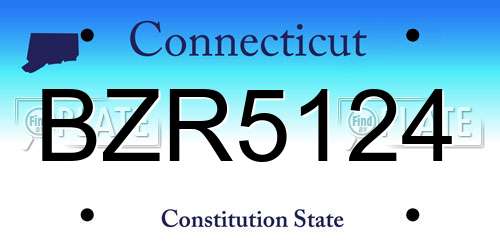 BZR5124 Connecticut License Plate