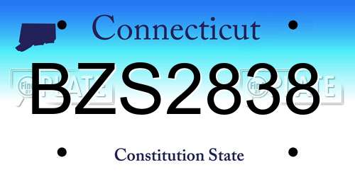 BZS2838 Connecticut License Plate