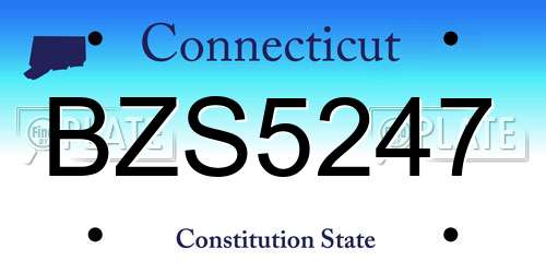 BZS5247 Connecticut License Plate