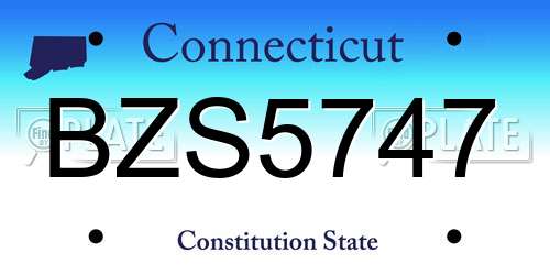 BZS5747 Connecticut License Plate