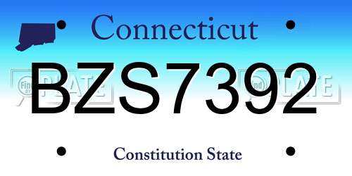 BZS7392 Connecticut License Plate
