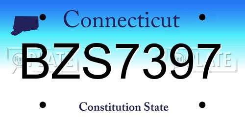 BZS7397 Connecticut License Plate