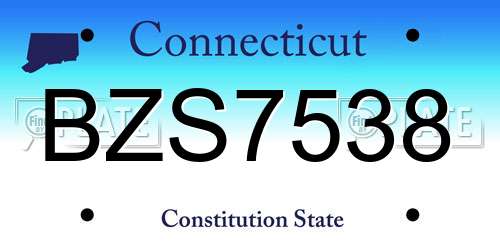 BZS7538 Connecticut License Plate