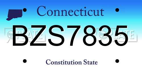 BZS7835 Connecticut License Plate