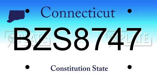BZS8747 Connecticut License Plate