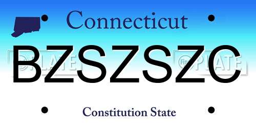 BZSZSZC Connecticut License Plate