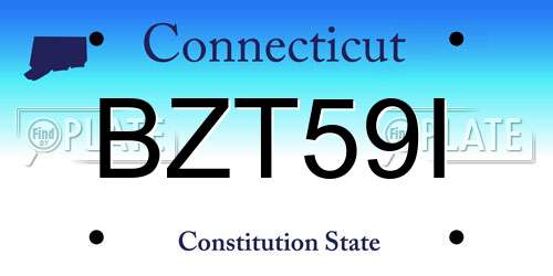 BZT59I Connecticut License Plate