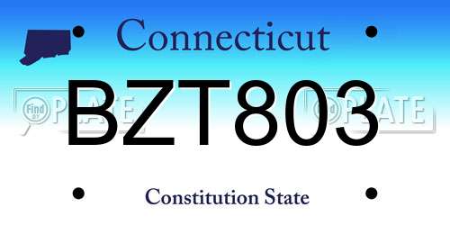 BZT803 Connecticut License Plate