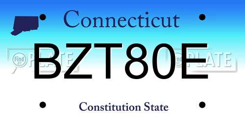 BZT80E Connecticut License Plate