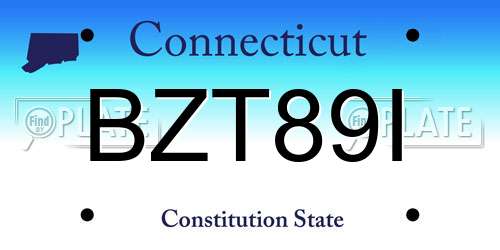 BZT89I Connecticut License Plate