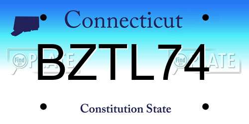 BZTL74 Connecticut License Plate