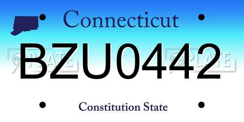 BZU0442 Connecticut License Plate
