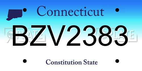 BZV2383 Connecticut License Plate