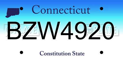 BZW4920 Connecticut License Plate