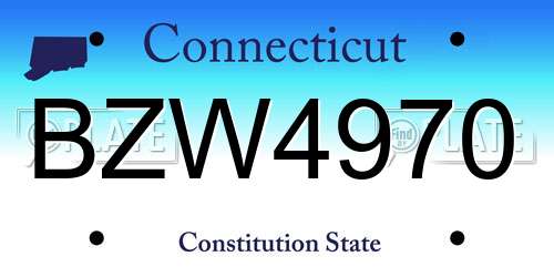 BZW4970 Connecticut License Plate